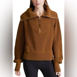 Varley | Mentone Half-Zip Sweater in Brown | Small